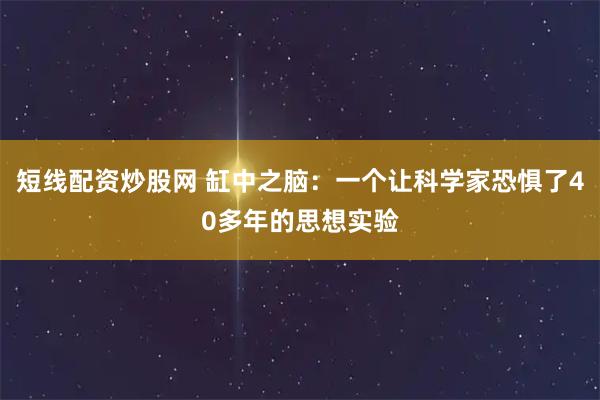 短线配资炒股网 缸中之脑：一个让科学家恐惧了40多年的思想实验
